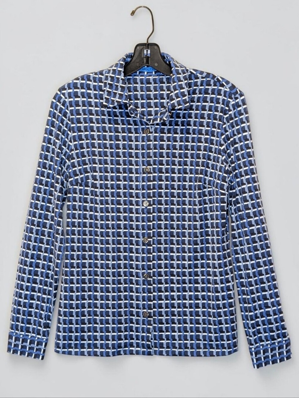 J. McLaughlin Blue Geometric Print Catalina Cloth Button Front Shirt Small